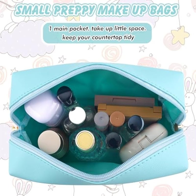 Gifts for Girls Initial Makeup Bag Personalized Cosmetic Bag with Zipper Cute Travel Toiletry Bag Waterproof PU Preppy Makeup Pouch Birthday Gift for Teen Girls Women(Blue D) - Image 5